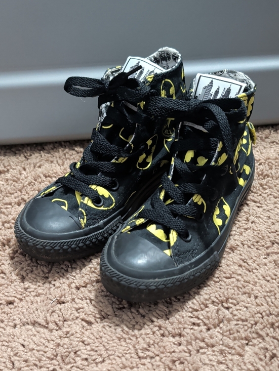 Converse All Stars Other - Kids Black & Yellow Batman Logo High-Top Sneakers